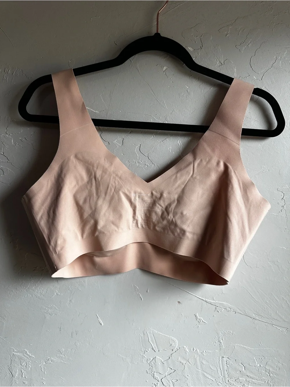 Honeylove Blush Pink V Neck‎ Wireless Sculpt Bra XL Seamless Shapewear Sz XL